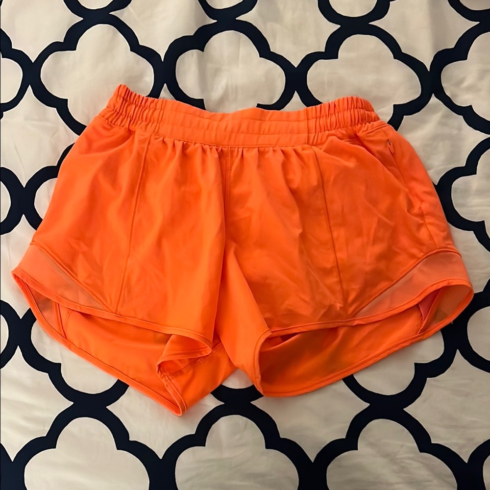 Lululemon Athletica Orange Hotty Hot Low-Rise Lined Short 4”